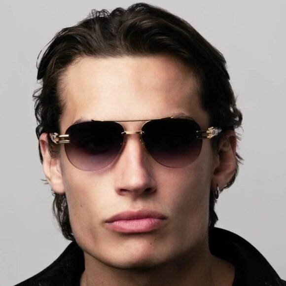 NEW  DITA SUNGLASSES GOLD BLACK AVIATOR MEN EYEWEAR DITA - Picture 3 of 4